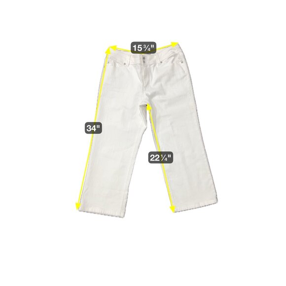 Chicos Platinum White Cropped Jeans Embellished Pockets Sz 10 - Picture 7 of 10